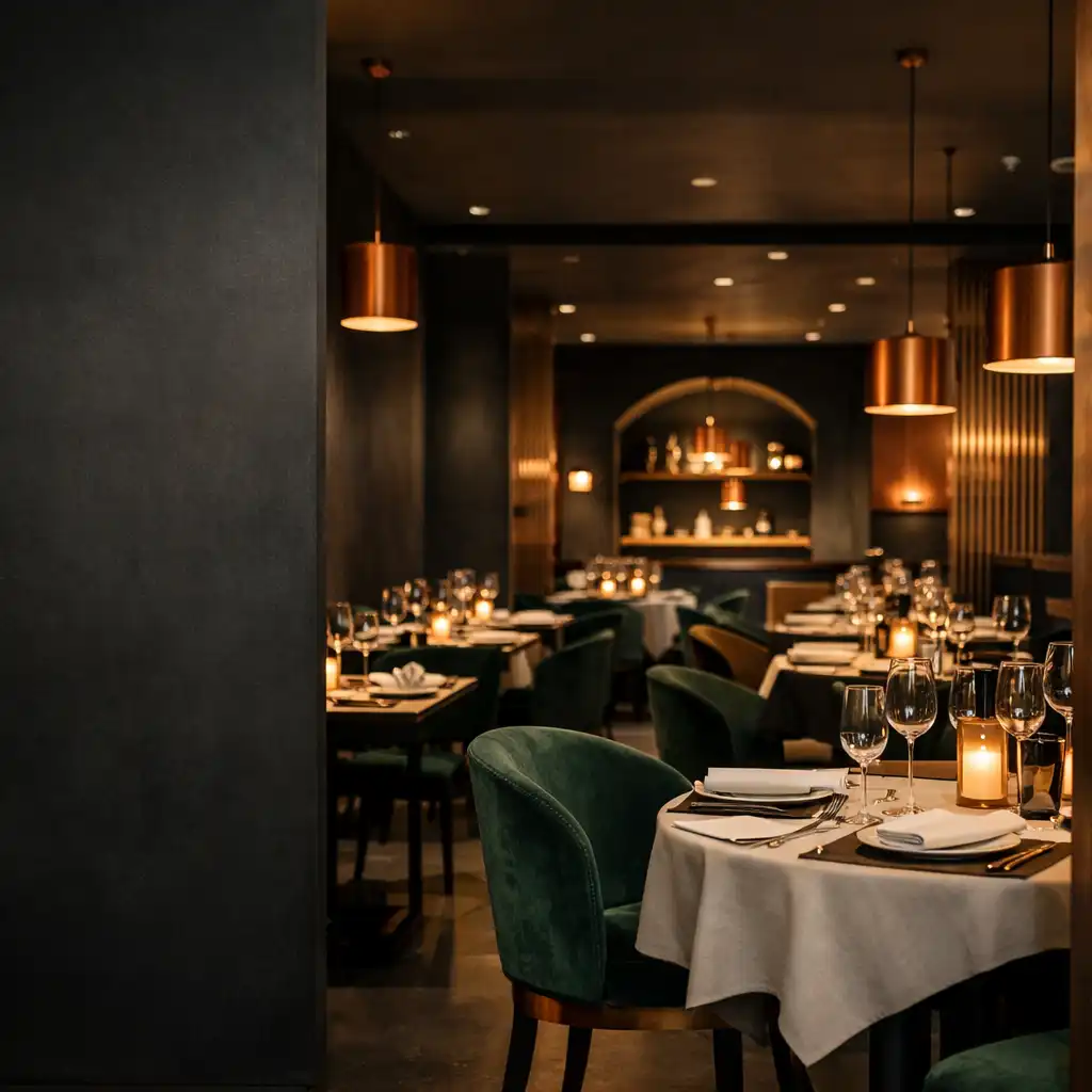 Wieczorne wnętrze Restaurqavo we Wrocławiu